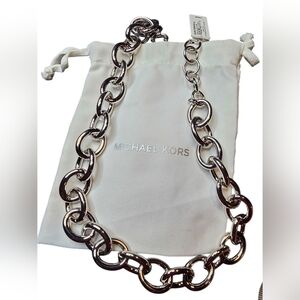 New Michael Kors Shiny Silver Chain Necklace Retails $250